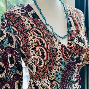 Paisley Print Wrap Dress